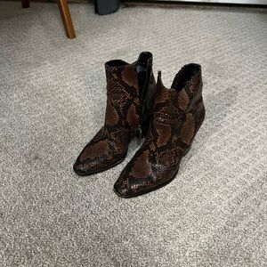 Faux snake skin heeled booties